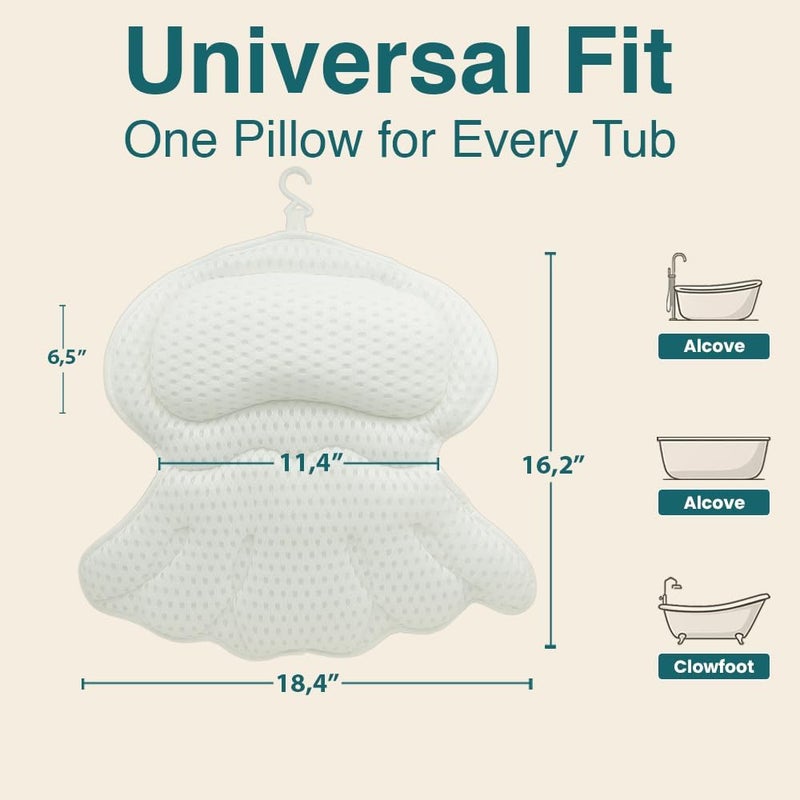 RYNEX Bath Pillows for Tub, Bath Pillow Luxury Bathtub Pillows for Head and Neck Support - With 4D Air Mesh Fabric & Strong 6 Suction Cups, Tub Pillow For Bathtub, Bath Accessories & Spa Gifts For Women Men - Image 5
